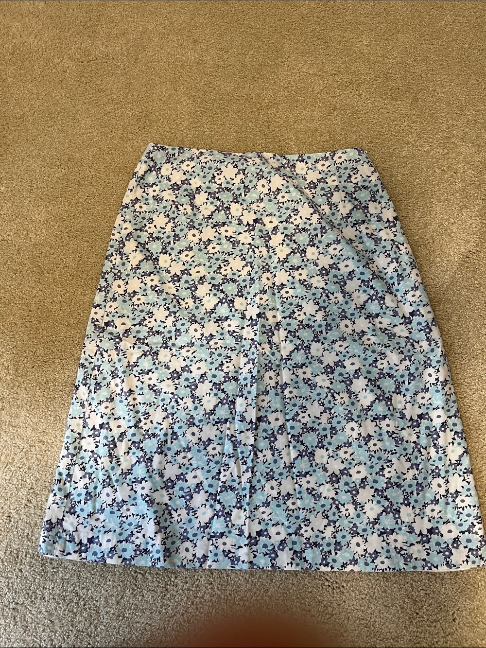 Boden Floral A-Line Skirt - Light Blue and White